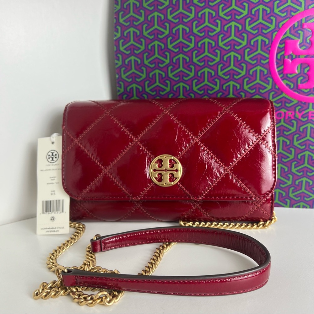 NWT Tory Burch Willa Shine Chain Wallet